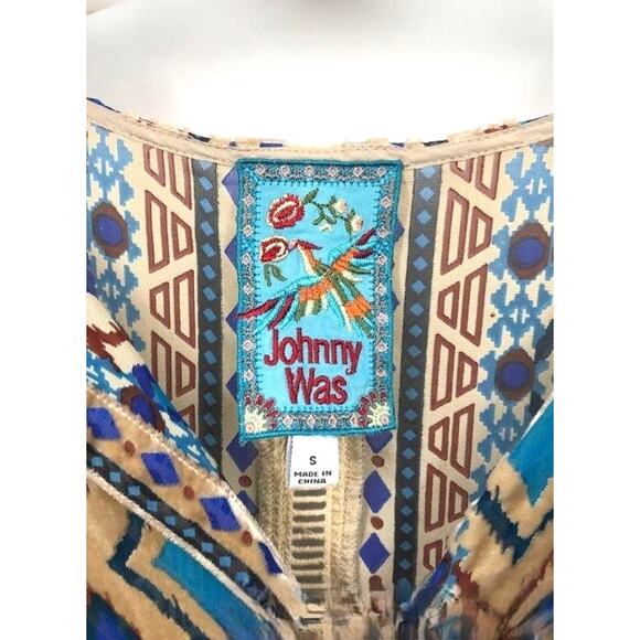 Johnny Was Multicolor Ikat Silk Blend Sheer Blouse S - Picture 3 of 7